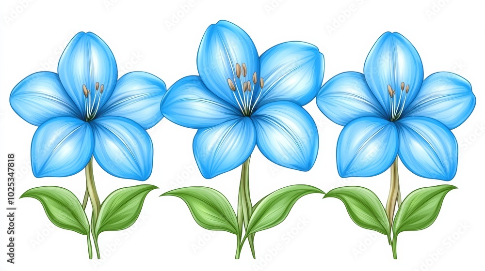 Beautiful Blue Flowers with Green Leaves Beautiful Blue Flowers with Green Leaves