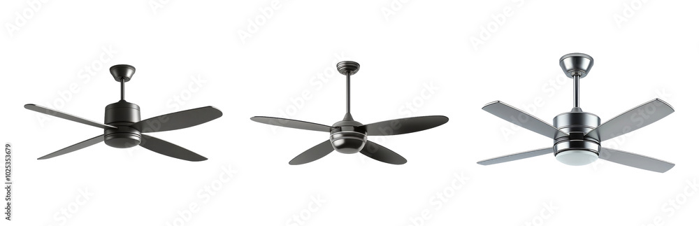 Modern Ceiling Fans for Stylish Interiors Isolated on Transparent Background Modern Ceiling Fans for Stylish Interiors Isolated on Transparent Background