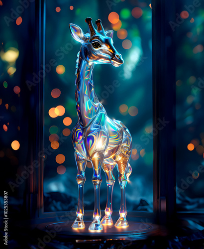 Polished glass figure of a giraffe photo