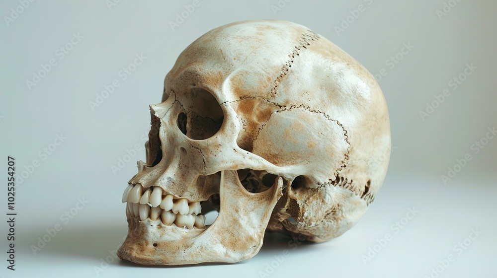 Human Skull with Exposed Teeth in Profile View Human Skull with Exposed Teeth in Profile View