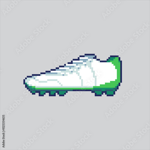 Pixel art illustration Soccer Shoes. Pixelated Football Boots. Soccer Football Shoes or Boots pixelated for the pixel art game and icon for website and video game. old school retro.