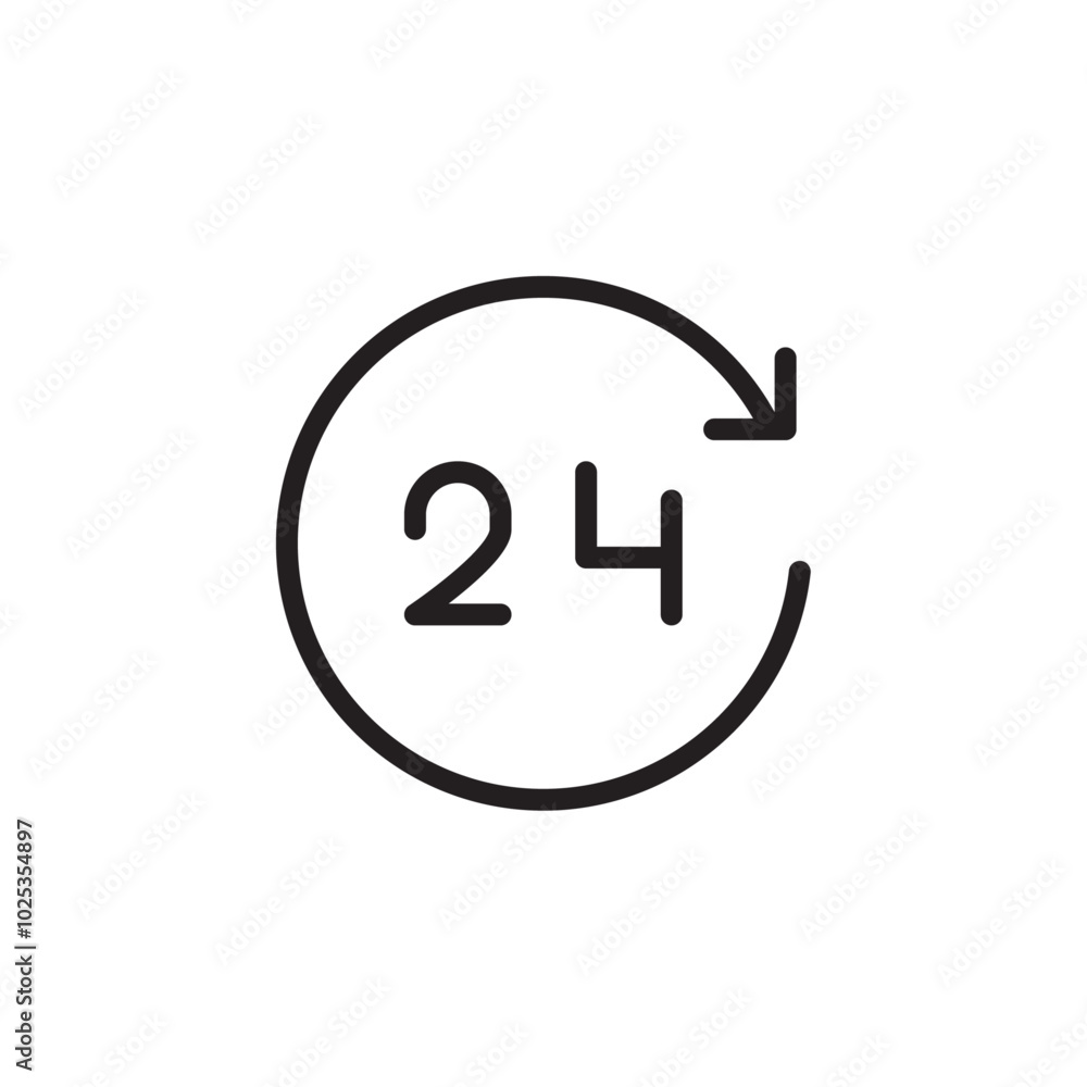 24 Hour icon Vector set outline 24 Hour icon Vector set outline