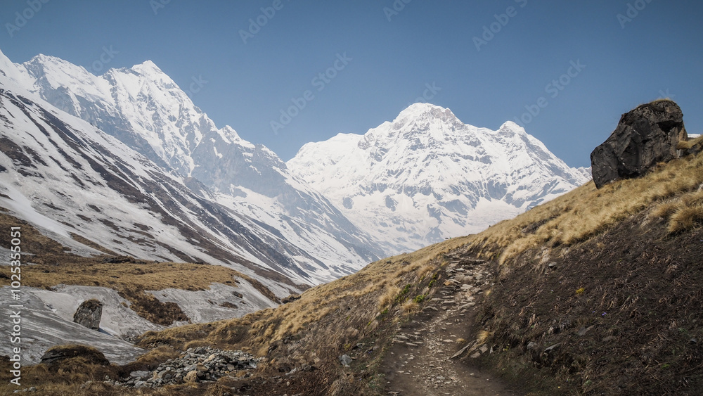 The landscape on the way to Annapurna Base Camp in Nepal The landscape on the way to Annapurna Base Camp in Nepal