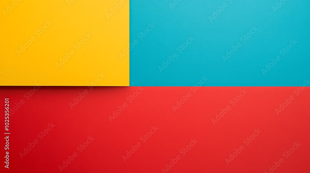 A vibrant arrangement of colorful papers in yellow, blue, and red, creating a modern and playful abstract background design. A vibrant arrangement of colorful papers in yellow, blue, and red, creating a modern and playful abstract background design.