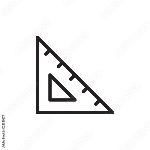 Ruler triangle icon Vector set outline