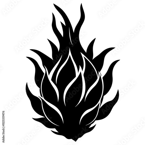 Dragon Fruit Vector Silhouette 