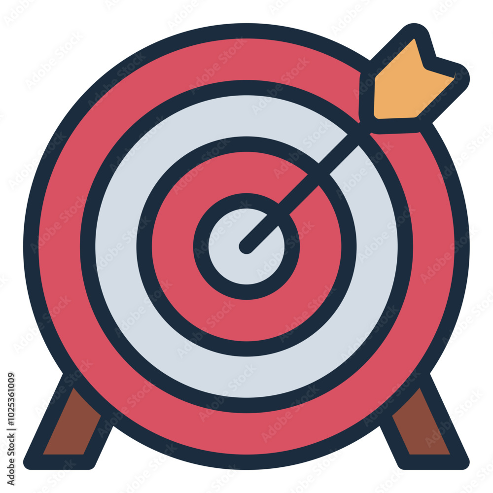 Arrow hitting the target icon. Represents aim and precision. Arrow hitting the target icon. Represents aim and precision.