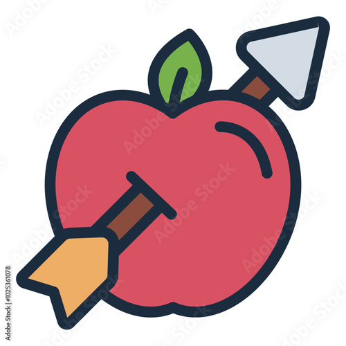 Apple with arrow hit icon. Represents aim and precision.