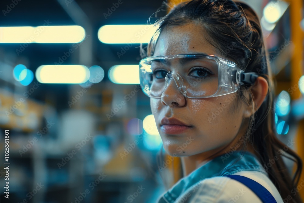 Portrait of a young adult Hispanic female Assembly Line Worker Portrait of a young adult Hispanic female Assembly Line Worker