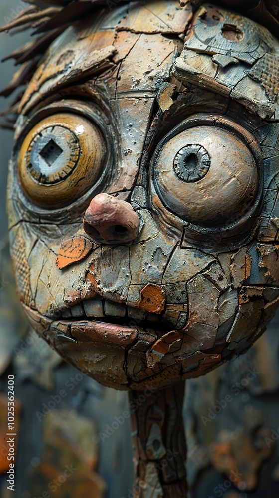 Close-up of a Ceramic Sculpture of a Human Face Close-up of a Ceramic Sculpture of a Human Face