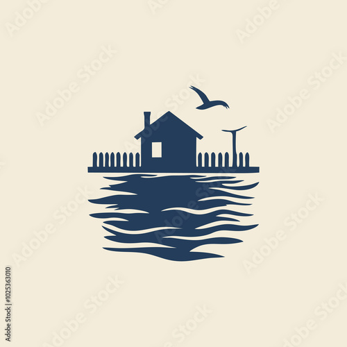 simple beach house design logo