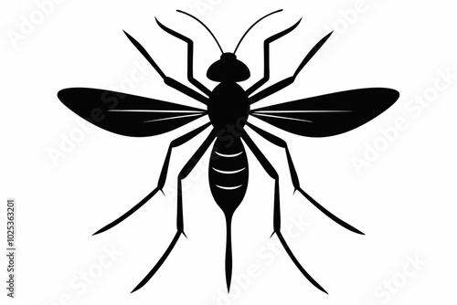 
Mosquito Icon, Bloodsucking Vector Silhouette, Close Up Mosquito Silhouette