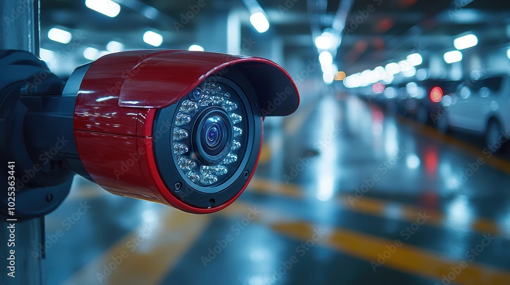 Surveillance Camera in a Modern Parking Garage Surveillance Camera in a Modern Parking Garage