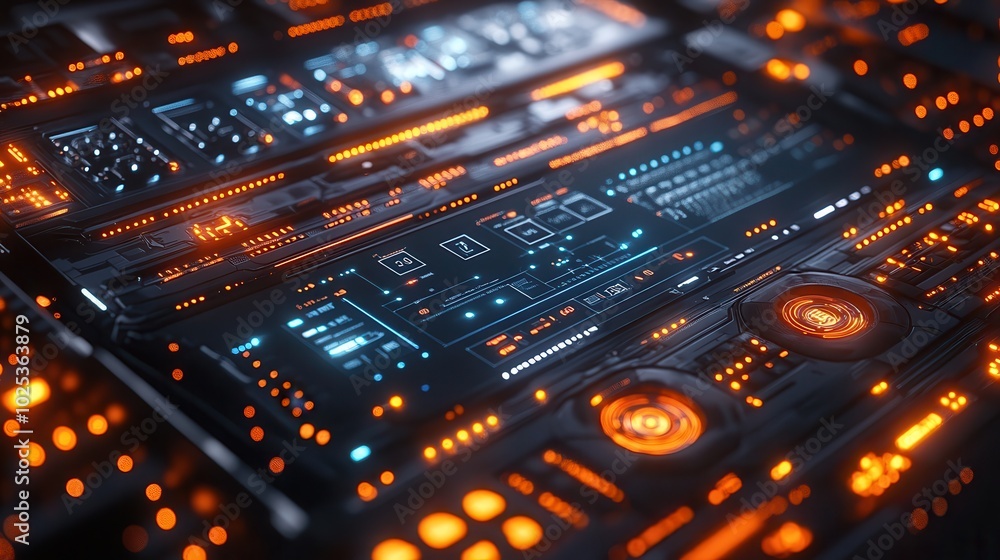 Futuristic Digital Interface with Glowing Elements Futuristic Digital Interface with Glowing Elements
