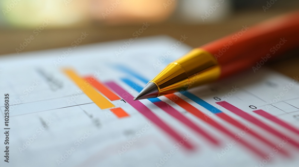 A red pen is on top of a piece of paper with a graph A red pen is on top of a piece of paper with a graph