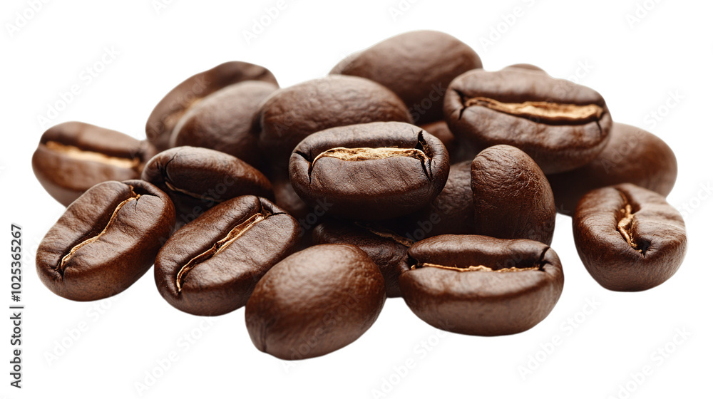A pile of roasted coffee beans. A pile of roasted coffee beans.