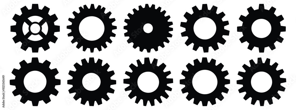 Gears silhouette set vector design big pack of cog illustration and icon Gears silhouette set vector design big pack of cog illustration and icon