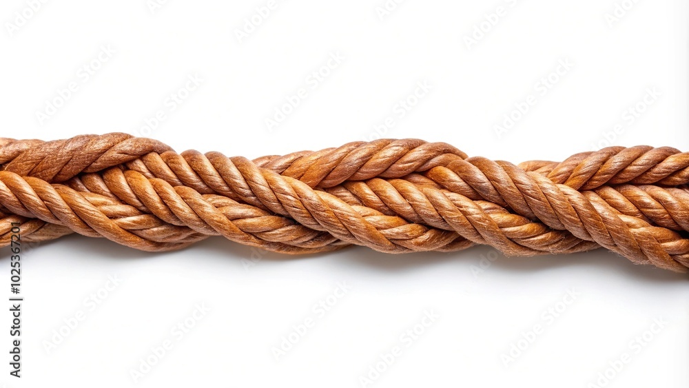 Brown leather rope isolated on white background silhouette Brown leather rope isolated on white background silhouette