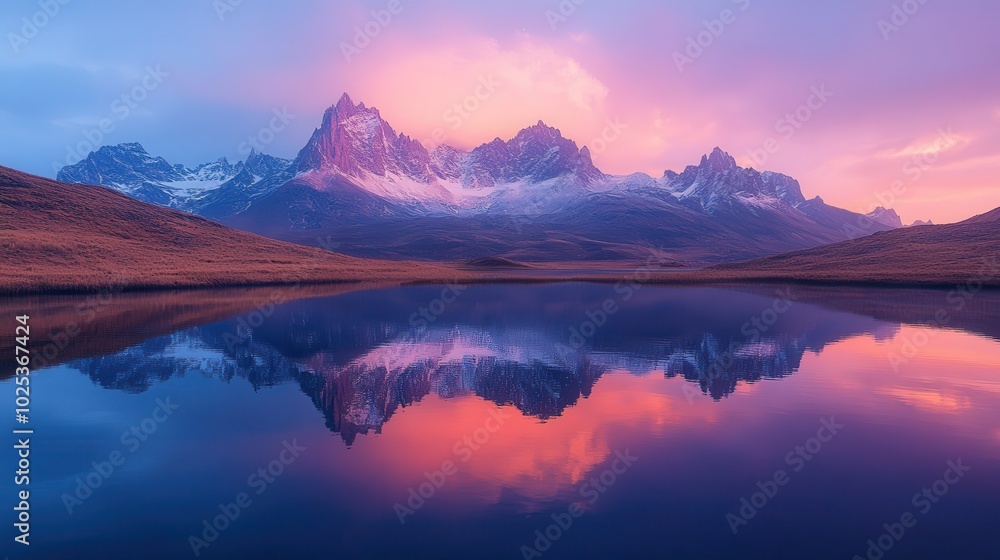 Serene Mountain Reflection at Dawn in Nature's Palette Serene Mountain Reflection at Dawn in Nature's Palette