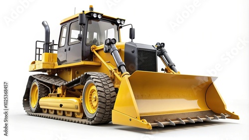 Bulldozer clearing path on white background