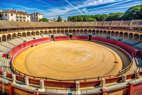 bullfighting arena at a tilted angle in Vieux Boucau, Landes, France photo