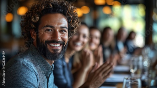 Happy Group of Friends Enjoying a Meal Together