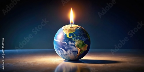 Fototapeta Naklejka Na Ścianę i Meble -  Burning candle in the form of planet earth