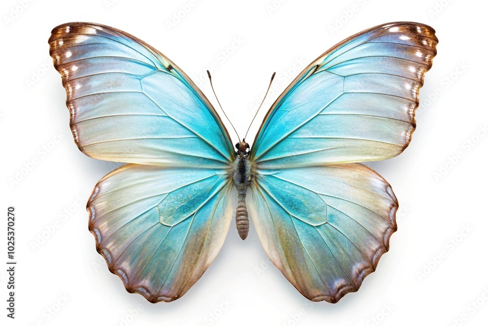 Butterfly isolated on white background, bird's eye view Butterfly isolated on white background, bird's eye view