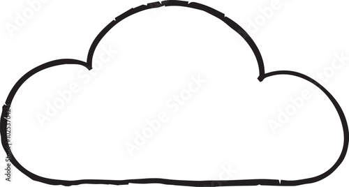simple black and white illustration of a cloud drawn in a hand-drawn style with a thick outline.