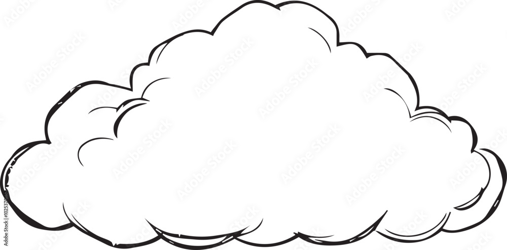simple black and white line drawing of a puffy cloud created with a sketchy style. This image could be used as a basic illustration for a weather app a children's book or a cartoon. simple black and white line drawing of a puffy cloud created with a sketchy style. This image could be used as a basic illustration for a weather app a children's book or a cartoon.