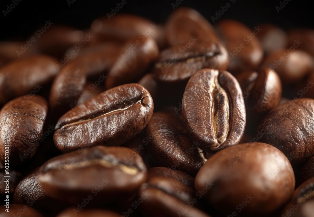 Close-up of roasted arabica coffee beans showing texture Close-up of roasted arabica coffee beans showing texture