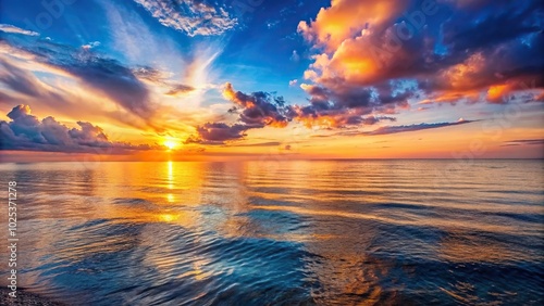 Calm and peaceful sunset over the ocean photo