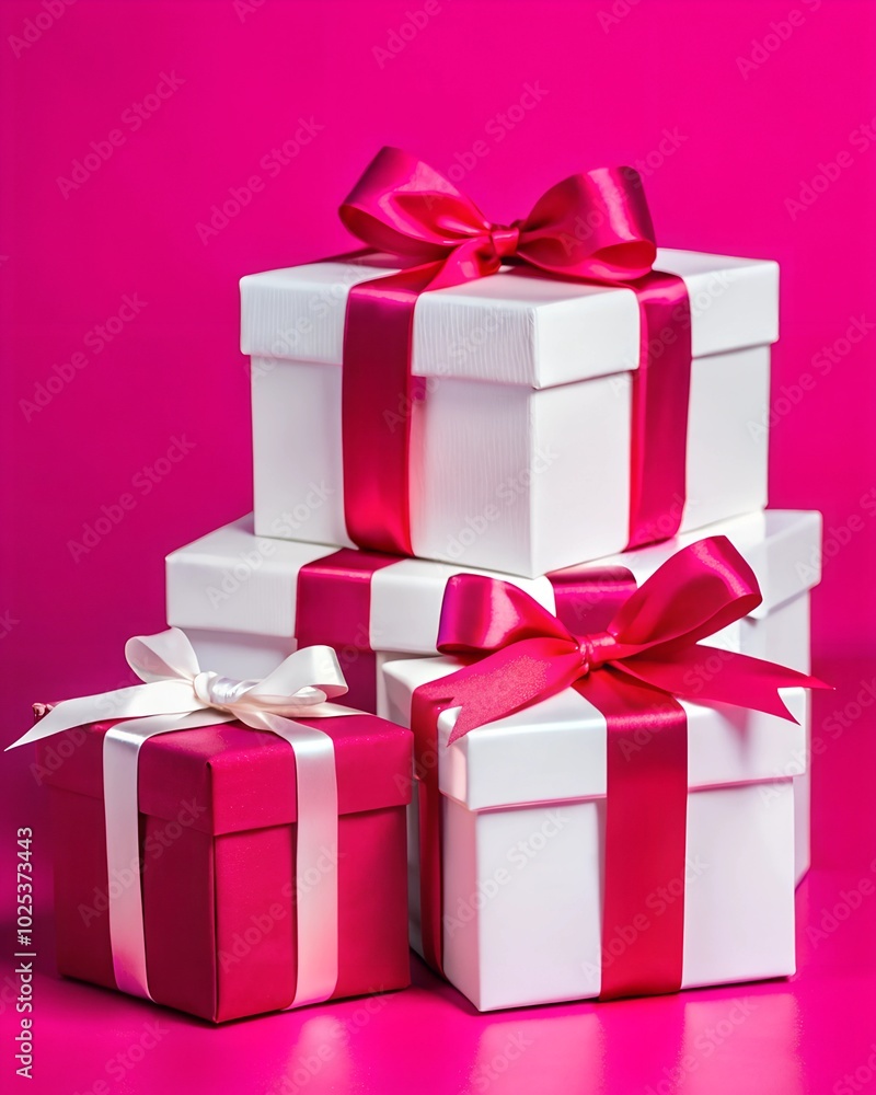 Fototapeta premium pink box with ribbon