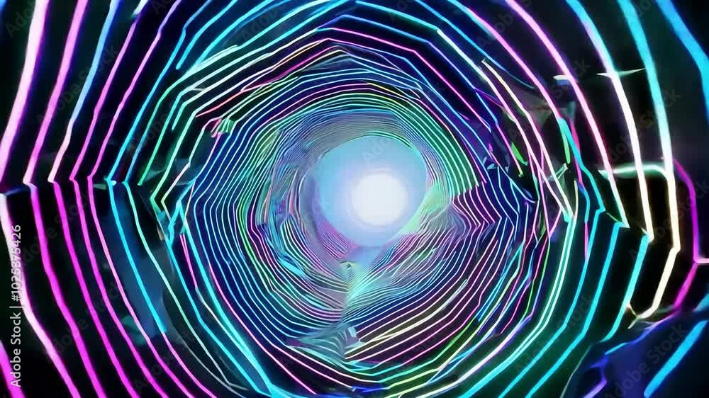Neon tunnel morphing and pulsating with light Neon tunnel morphing and pulsating with light