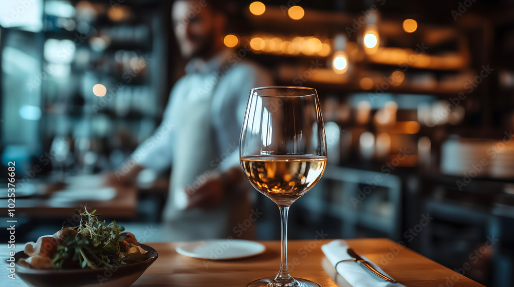 Fototapeta premium Wine Glasses in Cozy Bar 