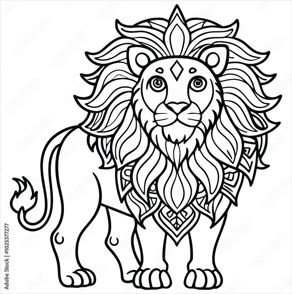 Fototapeta premium Lion Animal Mandala Coloring page