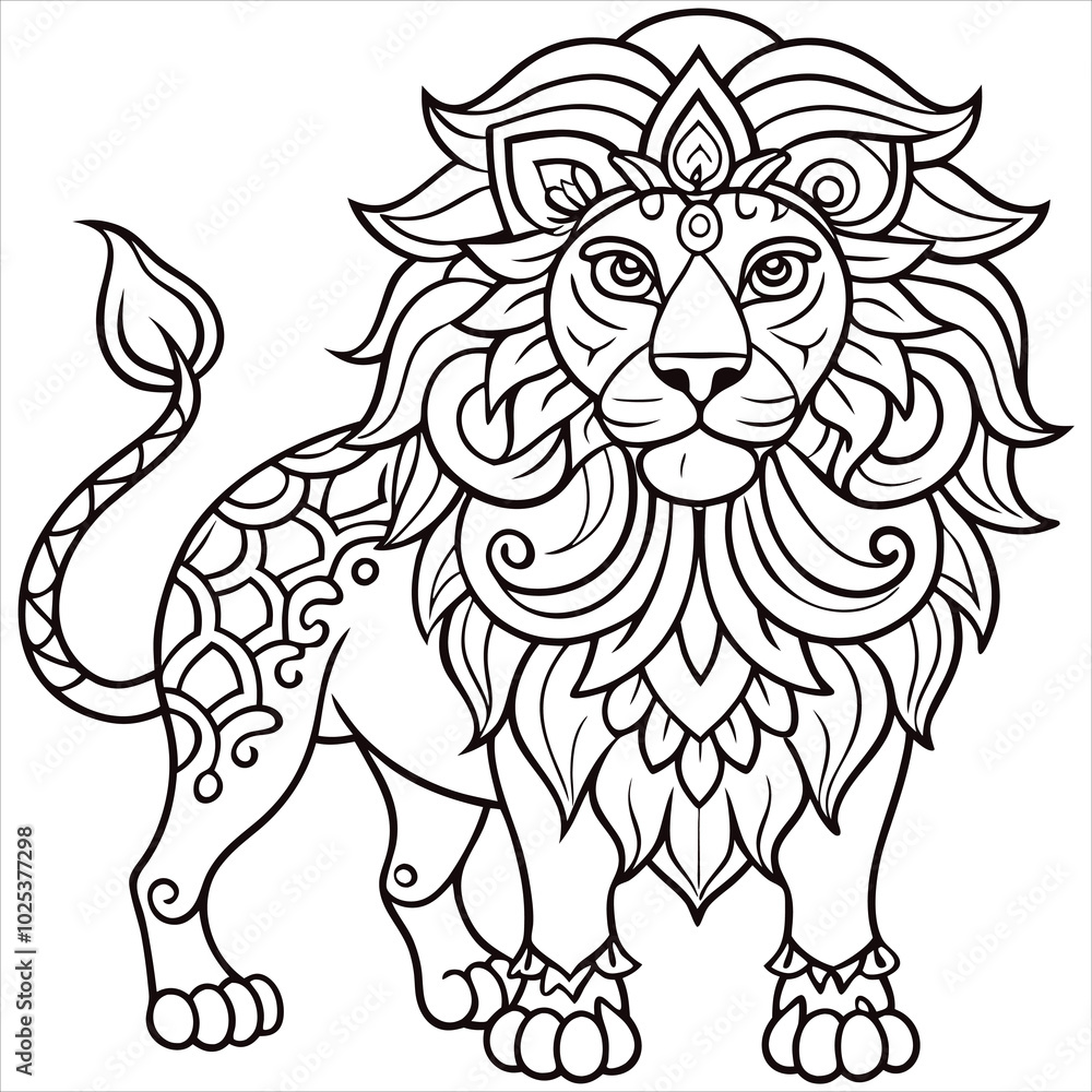 Fototapeta premium Lion Animal Mandala Coloring page