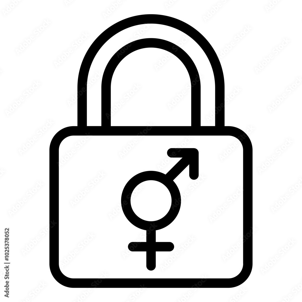Abstinence icon with gender lock representing no sex and contraceptive choice. Abstinence icon with gender lock representing no sex and contraceptive choice.