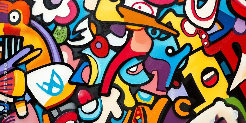 Abstract city street painting