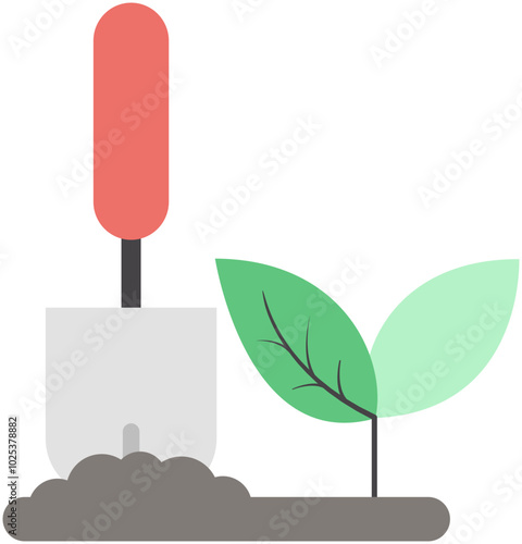 Plant planting icon. Take care of plants in the garden