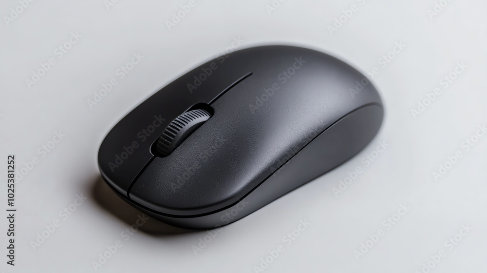 A sleek black computer mouse on a light background. Perfect for showcasing modern devices in tech-related content. A sleek black computer mouse on a light background. Perfect for showcasing modern devices in tech-related content.