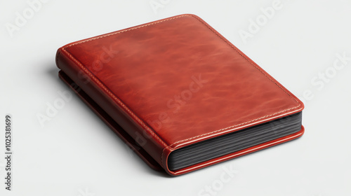 A stylish red leather notebook with a textured cover, placed on a smooth surface, ideal for note-taking and creative writing.