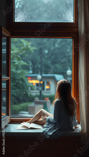 Girl sitting at the window and dreaming about your life with notes isolated with white highlights, png Free Download Girl sitting at the window and dreaming about your life with notes isolated with white highlights, png - GFXLoad