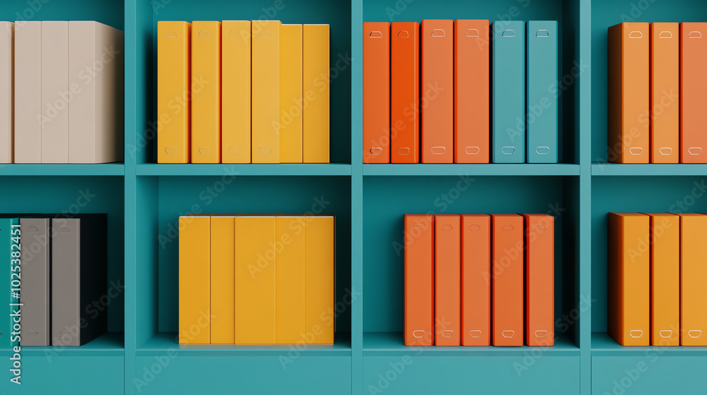 Colorful books neatly arranged on a modern shelf, creating a vibrant and organized reading space, perfect for book lovers. Colorful books neatly arranged on a modern shelf, creating a vibrant and organized reading space, perfect for book lovers.