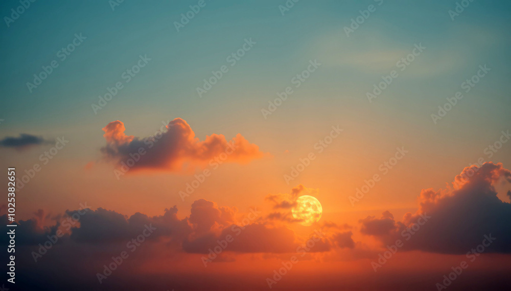 Serene sunset with dramatic clouds and vibrant sky in tranquil atmosphere Serene sunset with dramatic clouds and vibrant sky in tranquil atmosphere