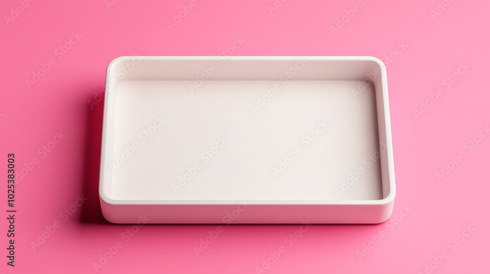 Minimalistic white serving tray on a vibrant pink background, perfect for food presentation or as a decorative piece in home design. Minimalistic white serving tray on a vibrant pink background, perfect for food presentation or as a decorative piece in home design.