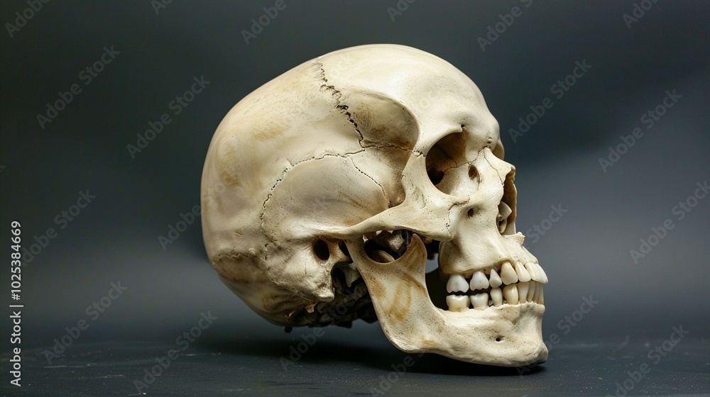 Obraz premium Authentic and Intricate Human Skull Display Model