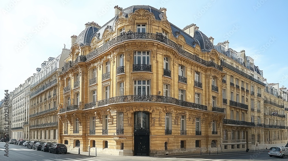 Fototapeta premium Elegant Art Nouveau Architecture with Flowing Lines