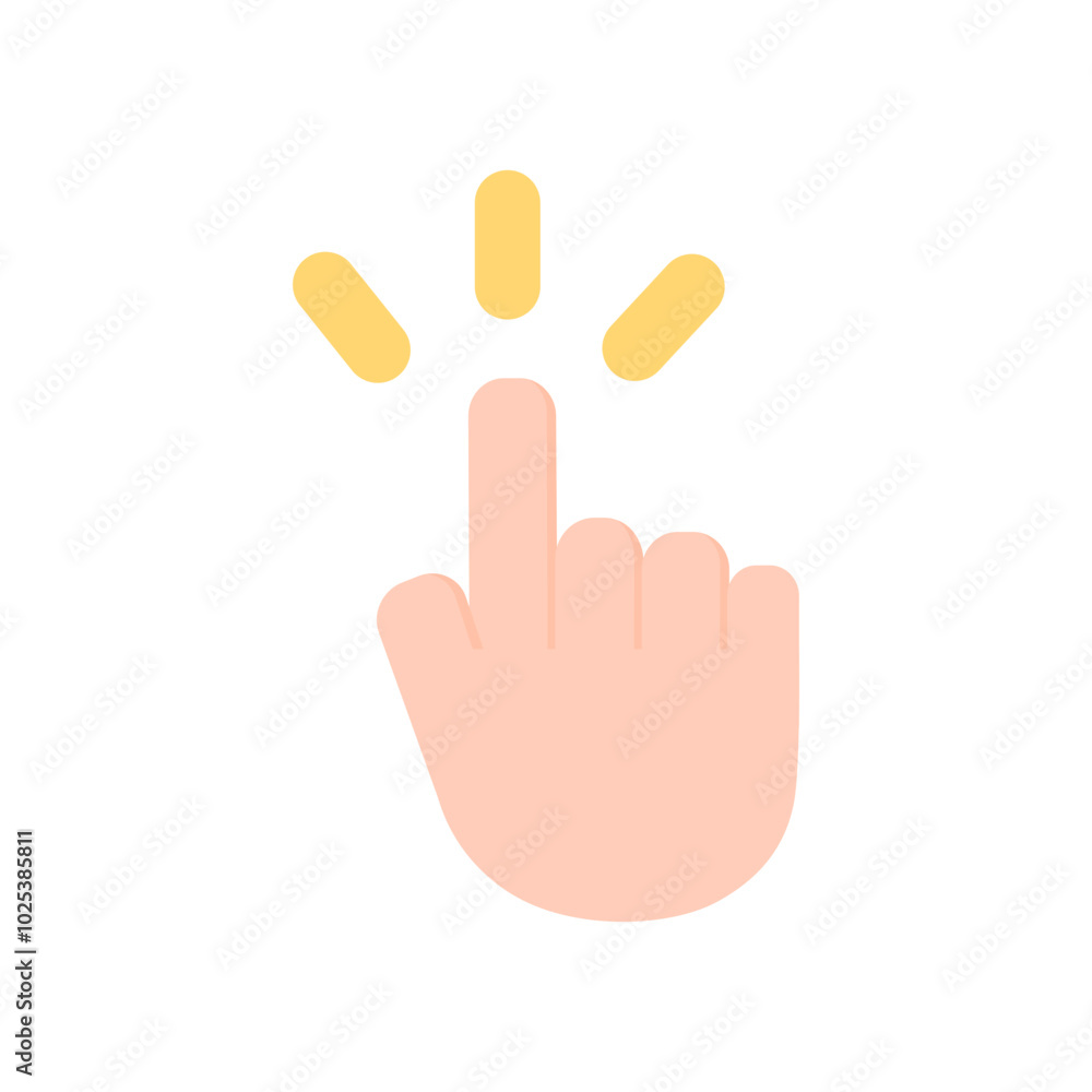 Finger hand clicking cursor icon. Tap hand gesture. Flat vector design isolated illustration. Finger hand clicking cursor icon. Tap hand gesture. Flat vector design isolated illustration.