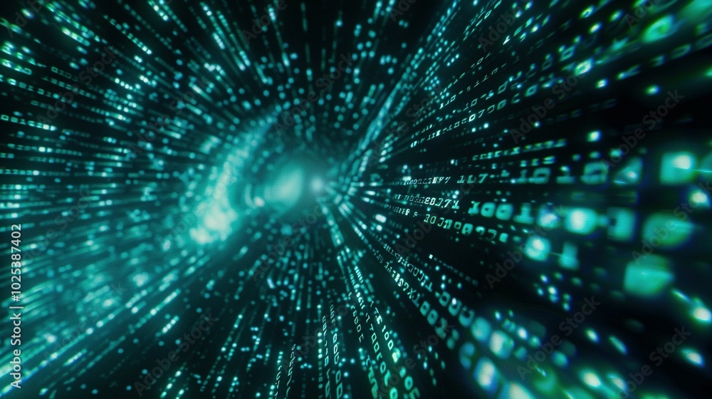 Abstract Digital Data Flow with Green and Blue Lights Abstract Digital Data Flow with Green and Blue Lights